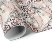 Textil-Leopard: Florales Kettenmuster. Geschenkpapier (Rolleneckpunkt)