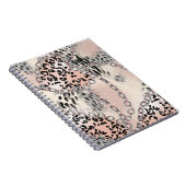 Textil-Leopard: Florales Kettenmuster. Notizblock (Rechte Seite)