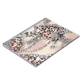Textil-Leopard: Florales Kettenmuster. Notizblock (Linke Seite)