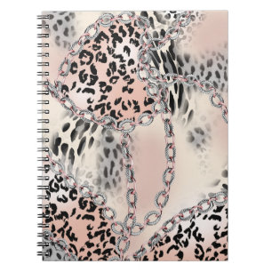 Textil-Leopard: Florales Kettenmuster. Notizblock
