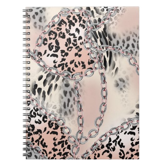 Textil-Leopard: Florales Kettenmuster. Notizblock (Vorderseite)