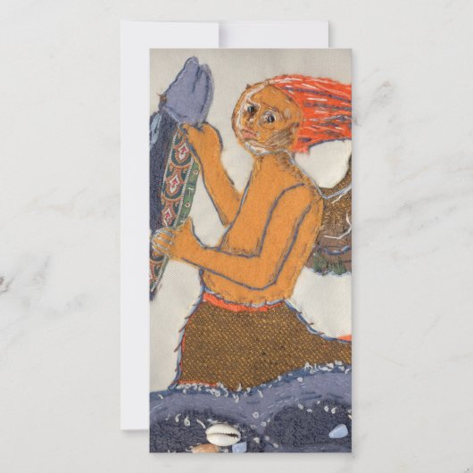 Textil Mermaid Telefon Feiertagskarte (Vorderseite)