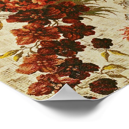 Textil mit mehrfarbigem Blumenmuster Poster (Ecke)