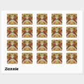 Textil mit mehrfarbigem Blumenmuster Quadratischer Aufkleber (Blatt)