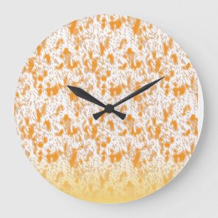 Textil-Muster mit einem lebhaften Orange und Gol Große Wanduhr
