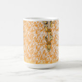 Textil-Muster mit einem lebhaften Orange und Gol Kaffeetasse (Mittel)