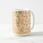 Textil-Muster mit einem lebhaften Orange und Gol Kaffeetasse (VorderseiteRechts)