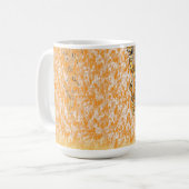 Textil-Muster mit einem lebhaften Orange und Gol Kaffeetasse (Vorderseite Links)