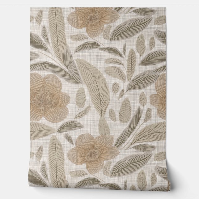Textil Natural Floral Tapete (Abrollen)