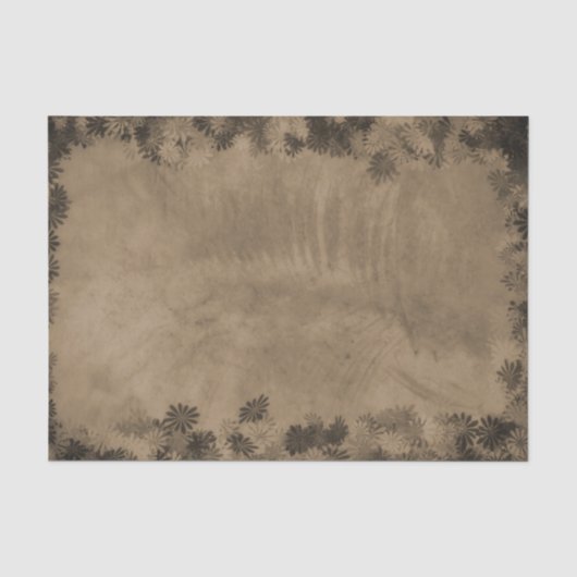 Textil Vintage rustikale Sepia Blumenmuster Design Seidenpapier (Vorderseite)