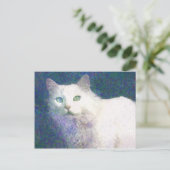 Textil-weiße Katze Postkarte (Stehend Vorderseite)