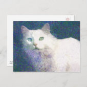 Textil-weiße Katze Postkarte (Vorne/Hinten)