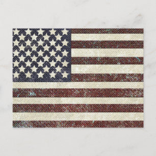 Textile amerikanische Flagge Postkarte