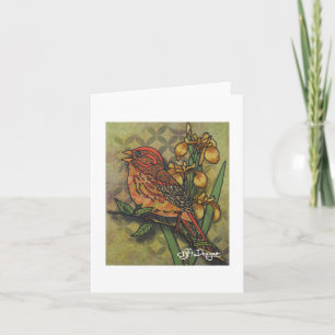 Textile Art Bird Notecard Karte