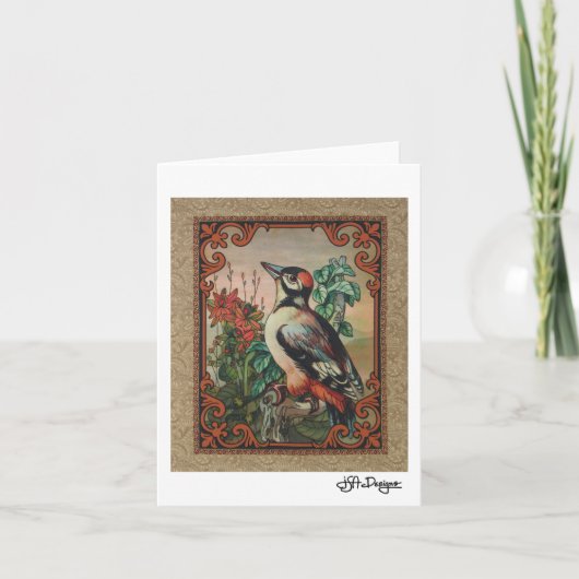 Textile Art Bird Notecard Karte (Vorderseite)