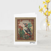 Textile Art Bird Notecard Karte (Gelbe Blume)