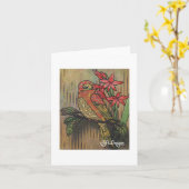 Textile Art Bird Notecard Karte (Gelbe Blume)