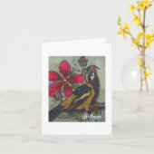 Textile Art Bird Notecard Karte (Gelbe Blume)