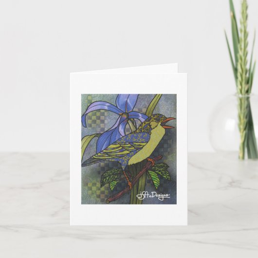 Textile Art Bird Notecard Karte (Vorderseite)