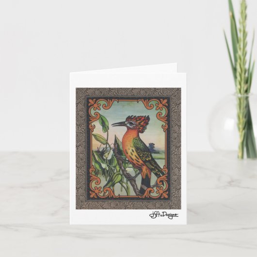 Textile Art Bird Notecard Karte (Vorderseite)