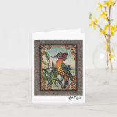 Textile Art Bird Notecard Karte (Gelbe Blume)