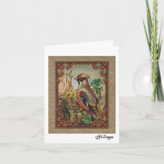 Textile Art Bird Notecard Karte (Vorderseite)
