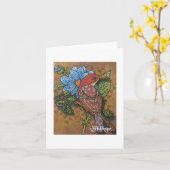 Textile Art Bird Notecard Karte (Gelbe Blume)