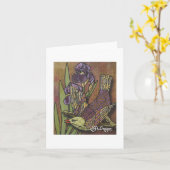 Textile Art Bird Notecard Karte (Gelbe Blume)