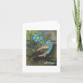 Textile Art Bird Notecard Karte