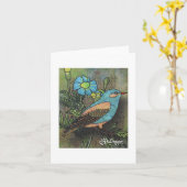 Textile Art Bird Notecard Karte (Gelbe Blume)