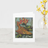 Textile Art Bird Notecard Karte (Gelbe Blume)