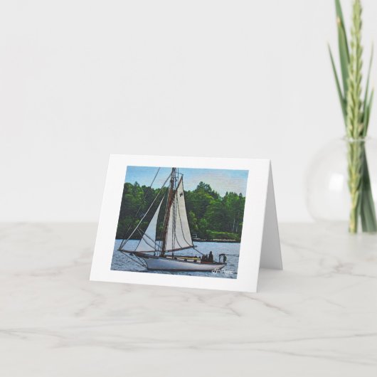 Textile Art Boat Notecard Karte (Vorderseite)
