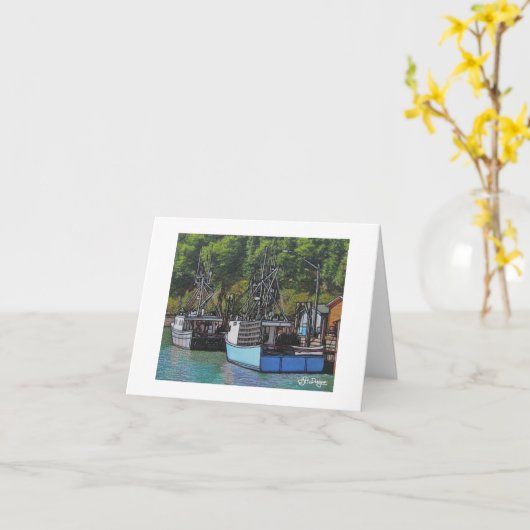 Textile Art Boat Notecard Karte (Gelbe Blume)