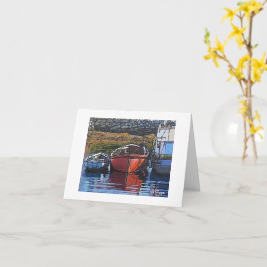 Textile Art Boat Notecard Karte (Gelbe Blume)