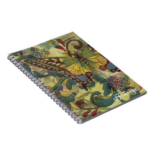 Textile Art Butterfly Notebook Notizblock (Rechte Seite)