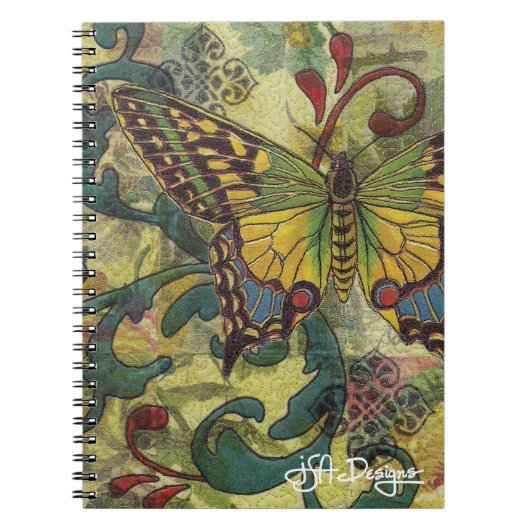 Textile Art Butterfly Notebook Notizblock (Vorderseite)