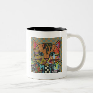 Textile Art Cat Tasse