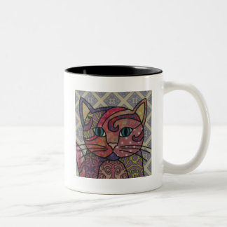 Textile Art Cat Tasse