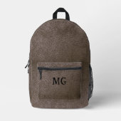 Textile braune Imitate Leather Monogram Bedruckter Rucksack (Vorderseite)
