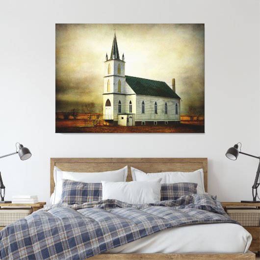 Textile Country Church Leinwanddruck (Insitu (Schlafzimmer))