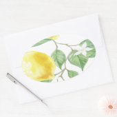 Textile Gewebe Leaf Gelb Zitronenfrucht Ovaler Aufkleber (Umschlag)