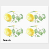 Textile Gewebe Leaf Gelb Zitronenfrucht Ovaler Aufkleber (Blatt)