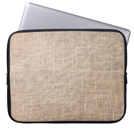 Textile Jute braune Textur Laptopschutzhülle (Vorderseite)