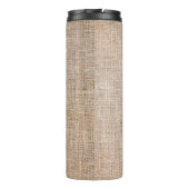 Textile Jute braune Textur Thermosbecher (Rückseite)
