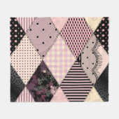 Textile Lingerie: Patchwork Vintages Muster Fleecedecke (Vorderseite (Horizontal))