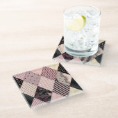 Textile Lingerie: Patchwork Vintages Muster Glasuntersetzer (Schrägansicht)
