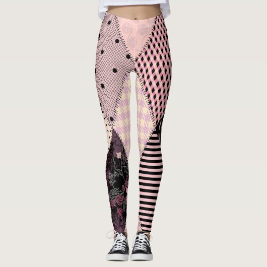 Textile Lingerie: Patchwork Vintages Muster Leggings (Vorderseite)