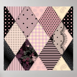 Textile Lingerie: Patchwork Vintages Muster Poster