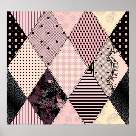 Textile Lingerie: Patchwork Vintages Muster Poster (Vorne)