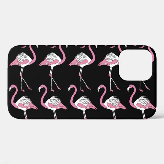 Textile Schwarz Flamingo Hintergrundmuster Case-Mate iPhone Hülle (Rückseite (Horizontal))